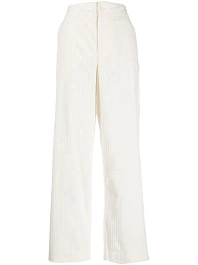 Asai Corduroy Wide-leg Trousers In White