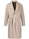 Hevo Belted Single-breasted Coat In Neutrals