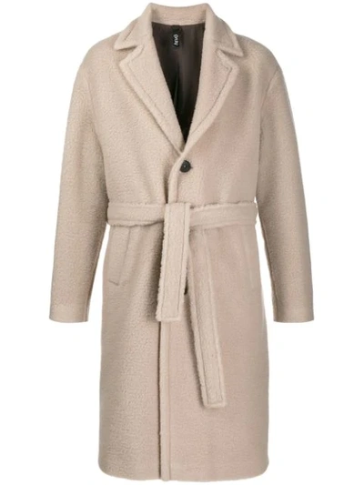Hevo Belted Single-breasted Coat In Neutrals