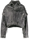 Manokhi Distressed Biker Jacket In Grey