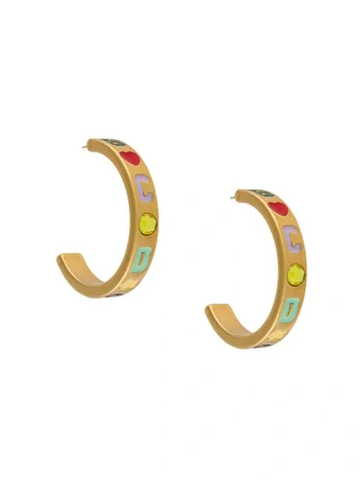 Gcds Rhinestone-embellished Hoop Earrings In Gold