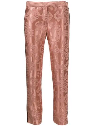 Ann Demeulemeester Floral Embroidered Slim Fit Trousers In Pink