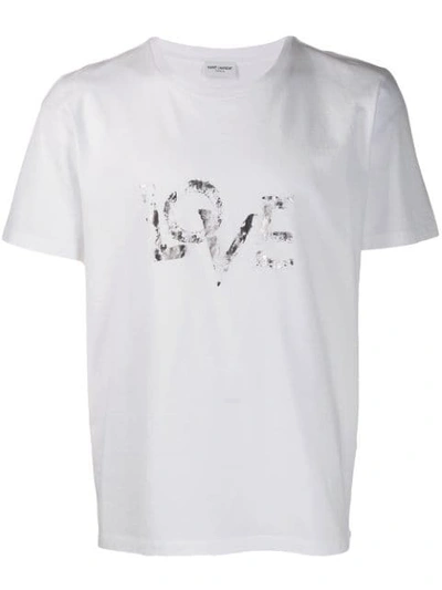 Saint Laurent Love Foil-print T-shirt In White