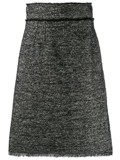 Dolce & Gabbana A-line Tweed Midi Skirt In Black