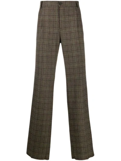 Dolce & Gabbana Stretch Glen Plaid Trousers In Brown