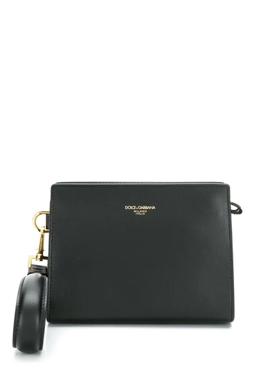 Dolce & Gabbana Small Monreale Clutch In Calfskin With Logo In Black