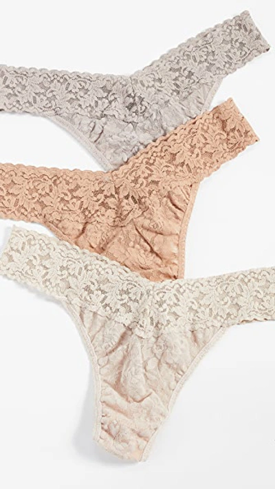 Hanky Panky Signature Lace Original Rise 3 Pack In Neutral