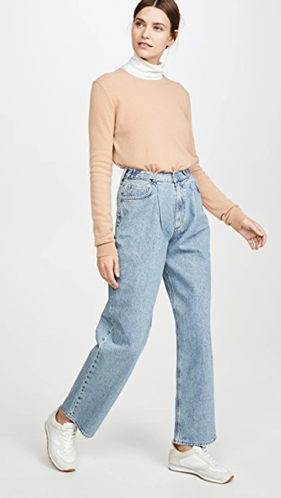 Agolde Mid Rise Pleated Baggy Jeans In Sweetener