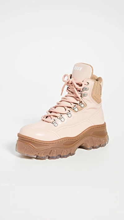 Msgm Hiking Boots In Nude