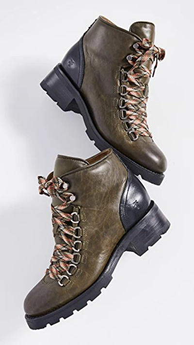 Frye Alta Hiker Boots In Olive Multi
