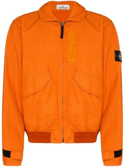 Stone Island Zip-front Lightweight Jacket In Orange