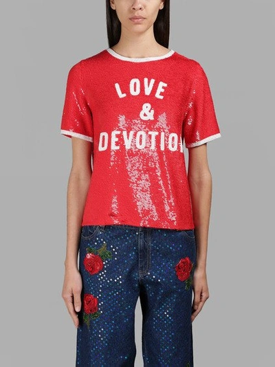 Ashish 'love & Devotion' Sequin T-shirt In Red