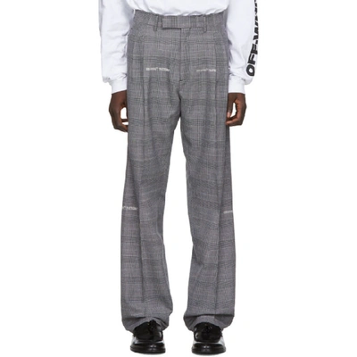 Off-white Grey Check Classic Trousers In 0600 Ltgrno
