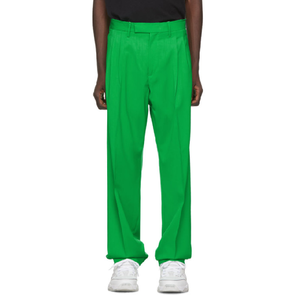 Off-white Green Wool Classic Trousers In 4000 Grnno | ModeSens