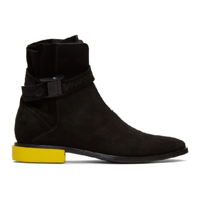Off-white Contrast Heel Ankle Boots In Black