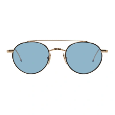 Thom Browne Gold And Black Tb-101 Sunglasses In Blkgldblue