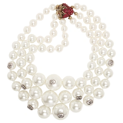 Gucci White Strawberry Pearl Necklace In 8521 Pearl