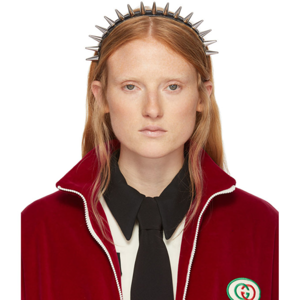 Gucci Studded Leather Headband In 8127 