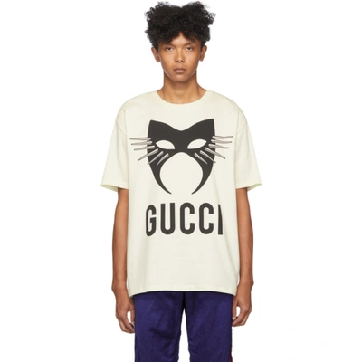 Gucci Mask Printed Heavy Cotton T-shirt In Neutrals