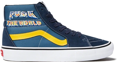 Pre-owned Vans  Sk8-hi Supreme Fuck The World Blue In Blue/yellow