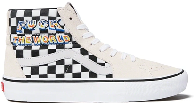 Pre-owned Vans  Sk8-hi Supreme Fuck The World White In True White/checkerboard