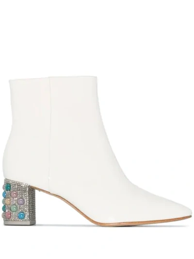 Sophia Webster Toni Embellished Leather Ankle Boot In White