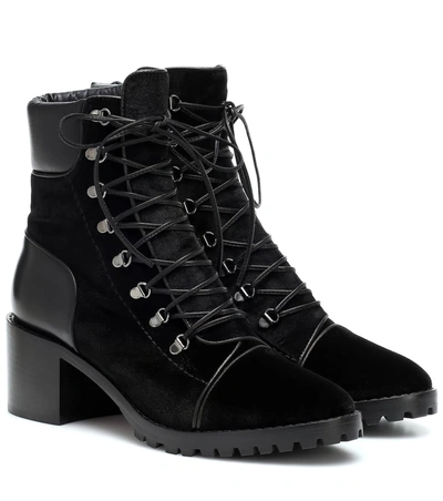 Alaïa Velvet Ankle Boots In Black