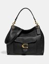 Coach Tabby Polished Pebble Leather Hobo Bag In Brass Black
