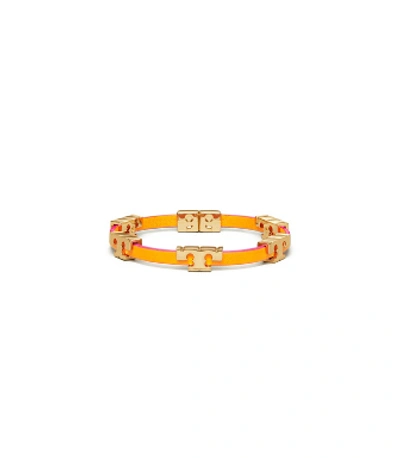 Tory Burch Serif-t Single Wrap Bracelet In Tory Gold/tory Orange/crazy Pink