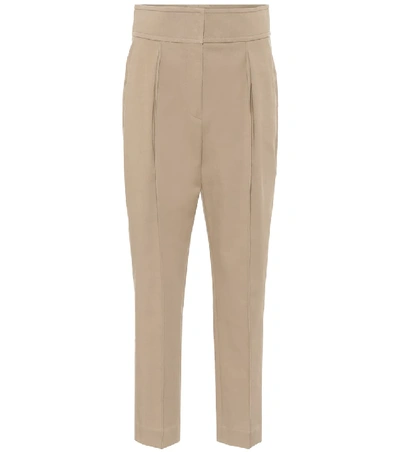 Brunello Cucinelli Cotton-blend Tapered Pants In Beige