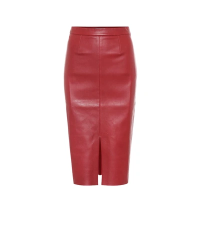 Stouls Carmen Leather Midi Skirt In Red
