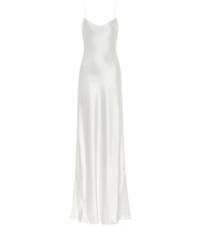 Galvan Malibu Satin Maxi Bridal Dress In Platinum