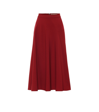 Roland Mouret Offley Crêpe Midi Skirt In Red