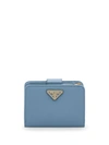 Prada Small Saffiano Leather Wallet In Blue