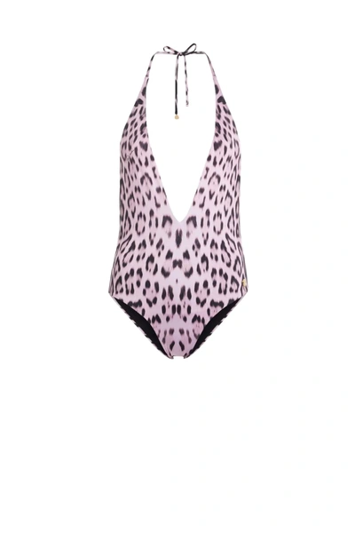 Roberto Cavalli Heritage Jaguar Print Swimsuit In Pink