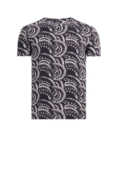 Roberto Cavalli Mix Snake Print T-shirt In Black