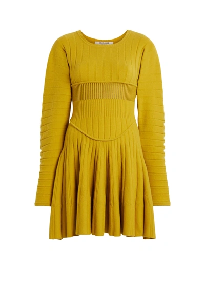 Roberto Cavalli Wide Sleeve Knit Mini Dress In Yellow