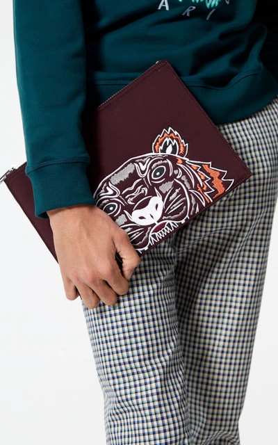 Kenzo Tiger Neoprene Clutch In Bordeaux