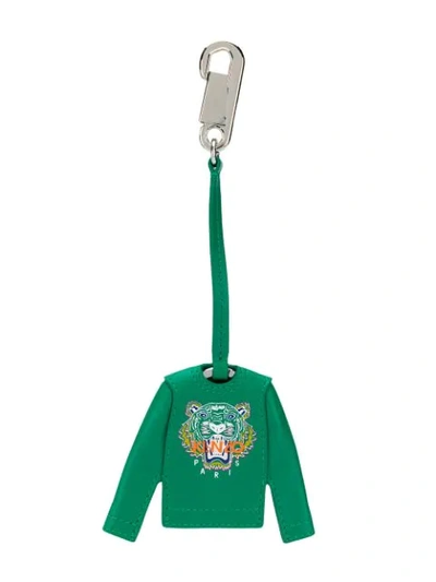 Kenzo Tiger Sweatshirt Leather Bag Charm In Green