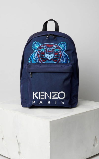 Kenzo Large Tiger Canvas Backpack In Navy Blue