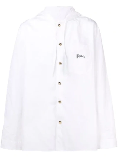 Kenzo Hooded 'jumping Tiger' Overshirt In White