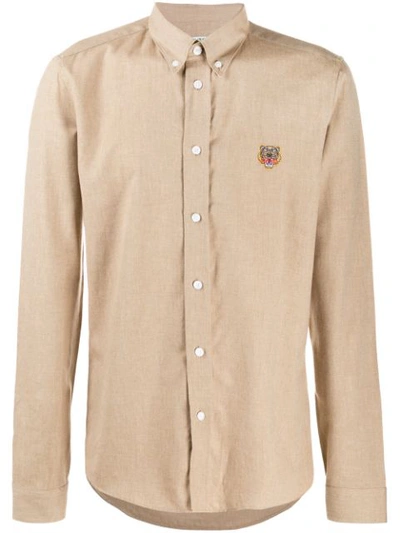 Kenzo Tiger Slim-fit Shirt In Brown