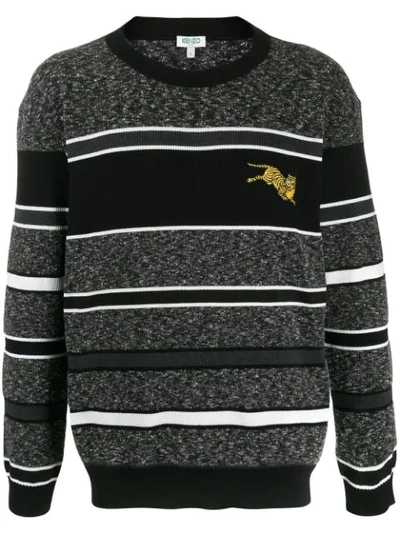 Kenzo 'jumping Tiger' Striped Jumper In Grey