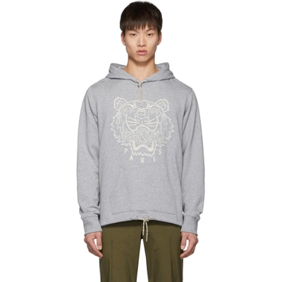 Kenzo 'capsule Expedition' Tiger Hoodie Sweatshirt In 94 Pearlgre