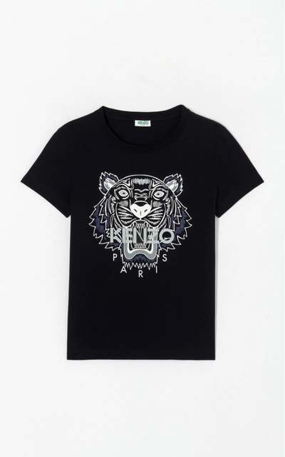 Kenzo Rubber Tiger Print T-shirt In Black