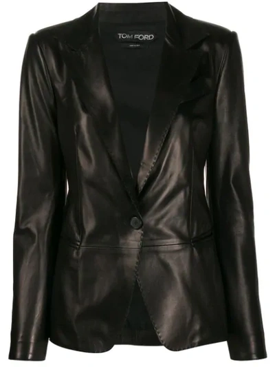 Tom Ford Tailored Leather Blazer In Black