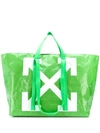 Off-white Arrows Print Oversized Tote In Green