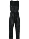 Andrea Bogosian Cut Out Pattern Leather Jumpsuit In Black