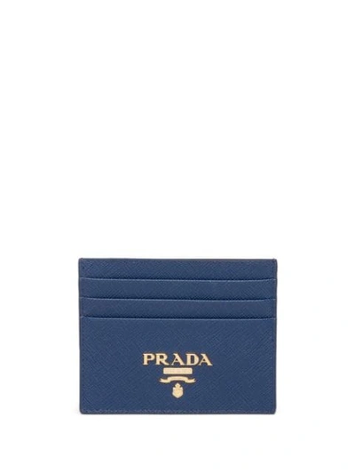 Prada Compact Logo Cardholder In Blue