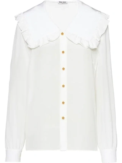 Miu Miu Ruffled Collar Blouse In White